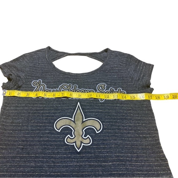 NFL Teen’s Apparel Size M 7/9 New Orleans Saints Short Sleeve T-Shirt Keyhole - Picture 6 of 7